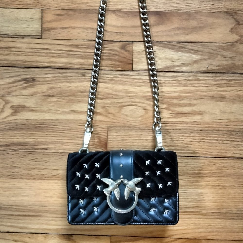 Pinko Velvet/Leather Gold Bird Bag